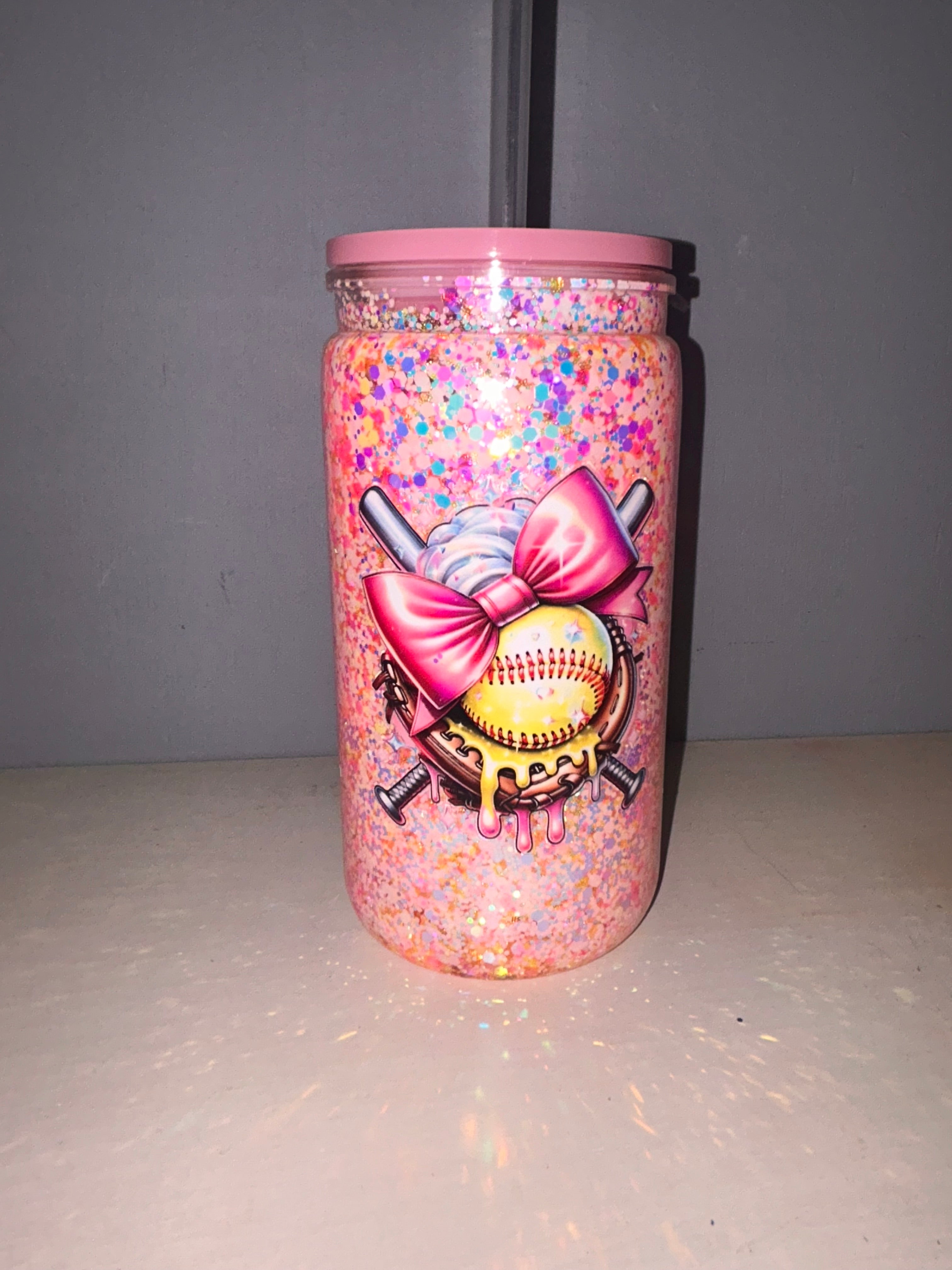 Softball Glitter Cup