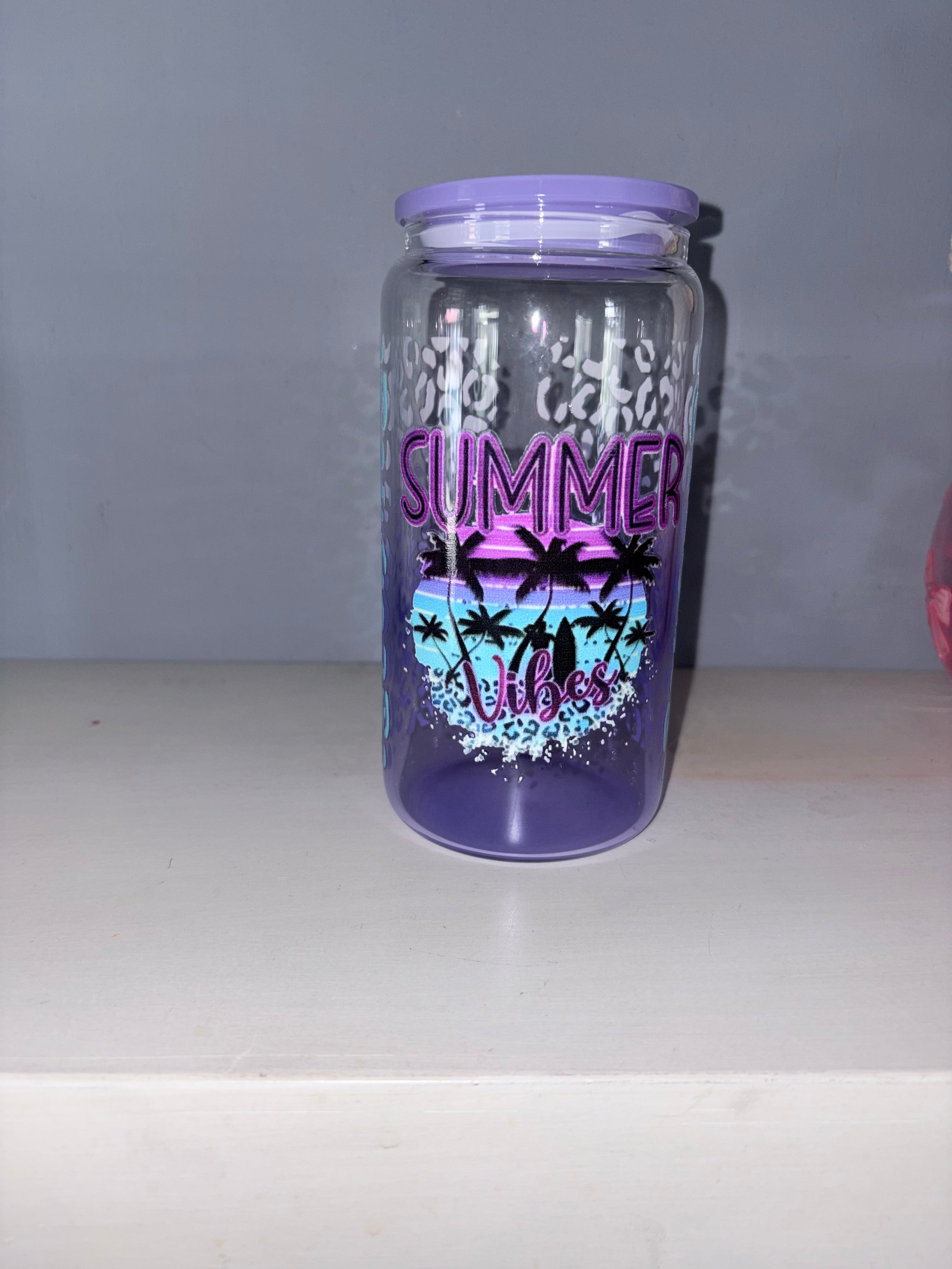 Premade Glass Purple Summer Cup
